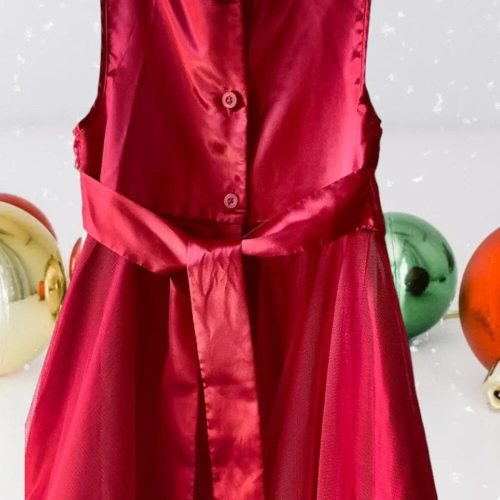 Holiday Editions Girl's Sleeveless Red Floral Dress - Picture 8 of 10